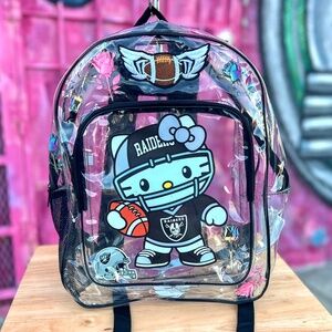 HELLO KITTY RAIDERS Clear Backpack 15” x 12” - Black
